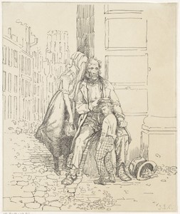 Zwervend gezin op straat