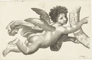 Zwevende putto met krans